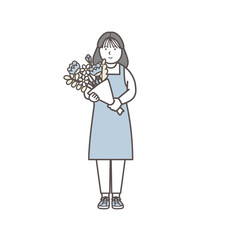 花屋の女性店員のイラスト