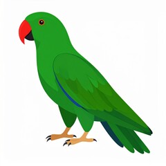 Fototapeta premium Bright Green Parrot with Red Beak and Blue Accents