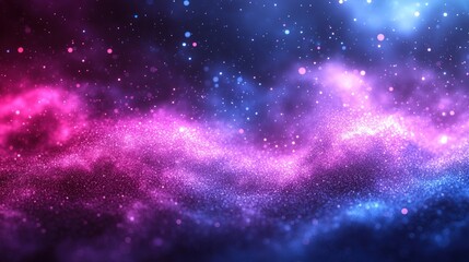Fototapeta premium Cosmic nebula, vibrant pink and blue, swirling dust clouds in deep space