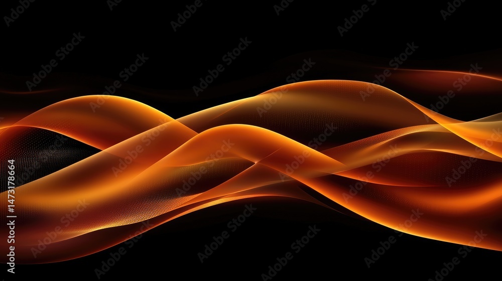 Poster waves of vibrant, glowing digital light in soft flowing patterns, creating a futuristic abstract tec