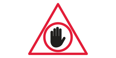 Hand blocking sign stop. Vector illustration.