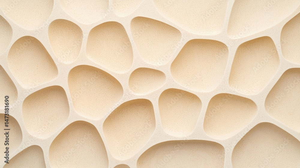 Poster abstract beige surface with irregular, organic, cell-like patterns resembling a honeycomb or biologi