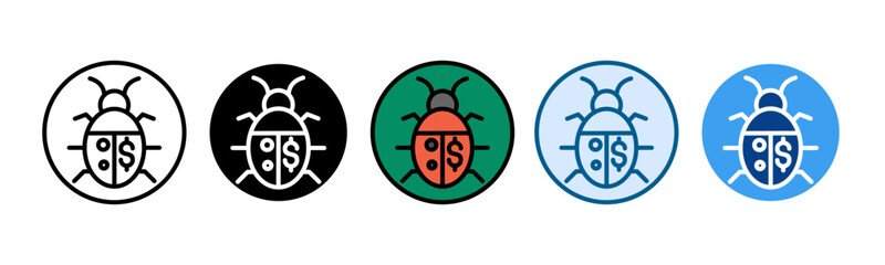 Bug Bounty Icon Set Multiple Style Collection