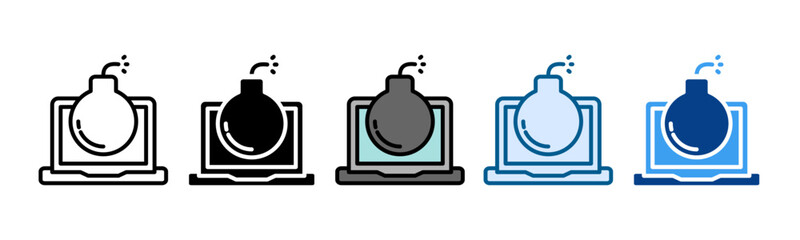 DDoS Attack Icon Set Multiple Style Collection