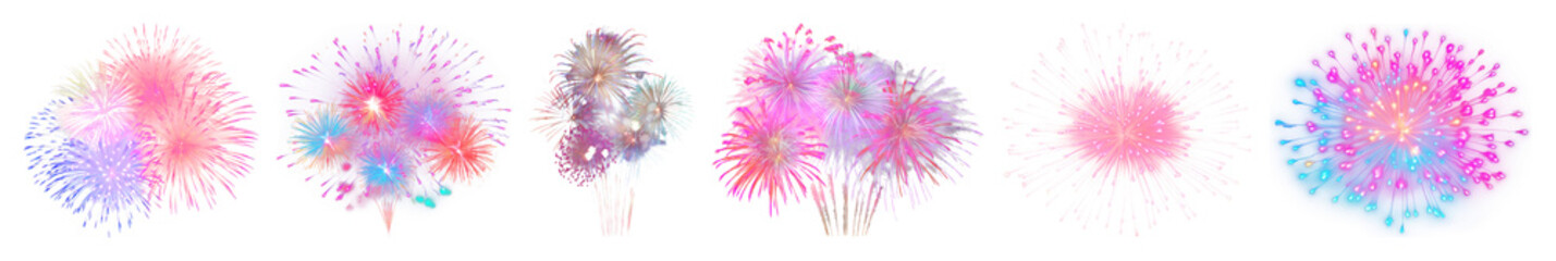 PNG Vibrant colorful fireworks display, element set on transparent background