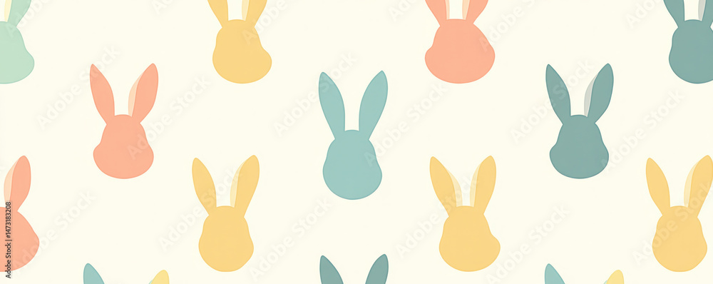 Poster a pattern of rabbits with different colors and sizes. the rabbits are all different colors and sizes