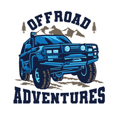 Off road adventure vehicle vector illustration logo design, perfect for t shirt design and Adventure club logo