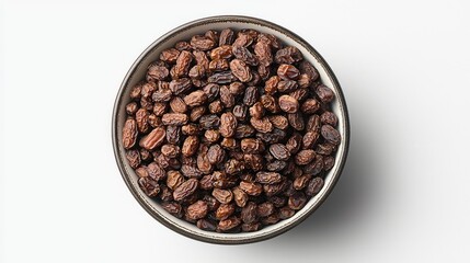 Fototapeta premium Dried fruit in a round bowl seen from above.