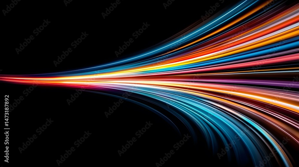 Aufkleber the image contains a vibrant abstract design of multicolored, curved lines radiating from a central 