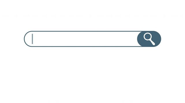 Search button Browser bar 4k animation. Typing into search engine. Search bar icon. Internet web page with search bar, internet search animation