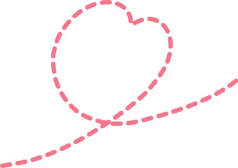 赤い点線のくるんとしたハートのベクターイラスト素材