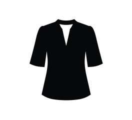Naklejka premium Blouse silhouette. This image shows a black silhouette of a blouse, emphasizing fashion, elegance, and textile design. Vector clipart illustration design.