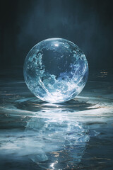 Mystical Transparent Sphere Reflecting Earth-Like World