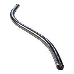 Curved Silver Metal Rod with Transparent Background for Design Use