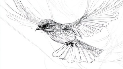 Obraz premium Elegant Bird in Flight: A Line Art Masterpiece