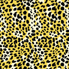 Repeating yellow and black animal print pattern. leopard skin style