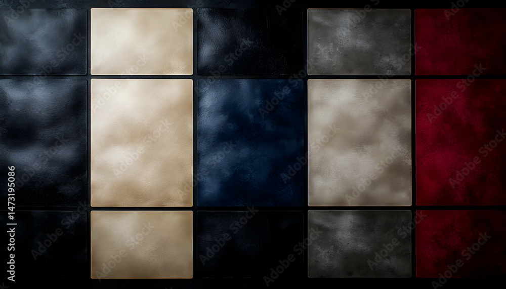 Poster abstract textured background image featuring a grid of diverse color swatches, ideal for design proj