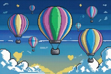 Fototapeta premium an AI Image Generator, Hot Air Balloons Flying High Over Scenic Blue Sky