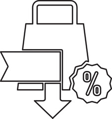 shopping bag with discount tag icon