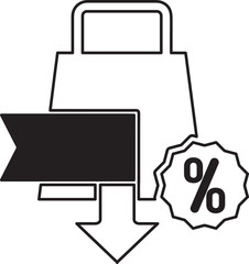 shopping bag with discount tag icon