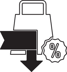 shopping bag with discount tag icon