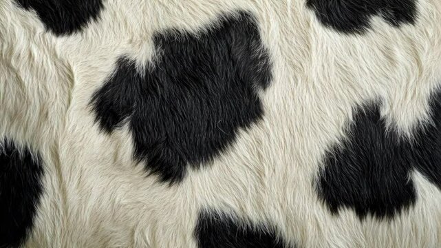 Close-up of cowhide, black and white patches, textured fur