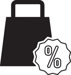 shopping bag with discount percentage icon