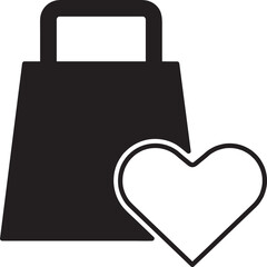 shopping bag with love icon