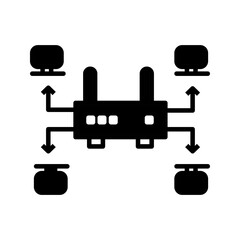 network hub icon white on background