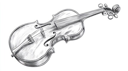 Obraz premium A Masterpiece of Pen and Ink: A Detailed Sketch of a Violin