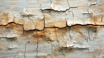Fototapeta premium Elegant plywood surface with natural cracks and light wood tones, versatile copy space for text overlay