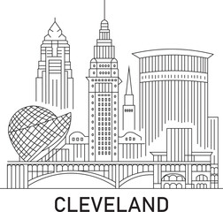 Fototapeta premium Cleveland City Line Draw Simple Minimalist