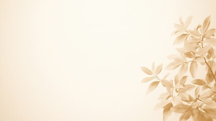 Obraz premium Minimalist sepia-toned background with delicate leafy branches on the right side.