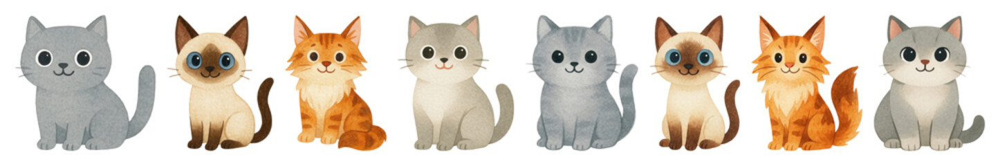 Obraz premium PNG Cute cartoon gray cat illustration., transparent background