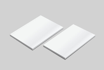 Vector realistic 3d magazine mockup with white blank cover isolated on background. For the business presentation magazine, notebook, booklet, brochure, catalogue or a publisher advertising corporate
