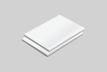 Vector realistic 3d magazine mockup with white blank cover isolated on background. For the business presentation magazine, notebook, booklet, brochure, catalogue or a publisher advertising corporate
