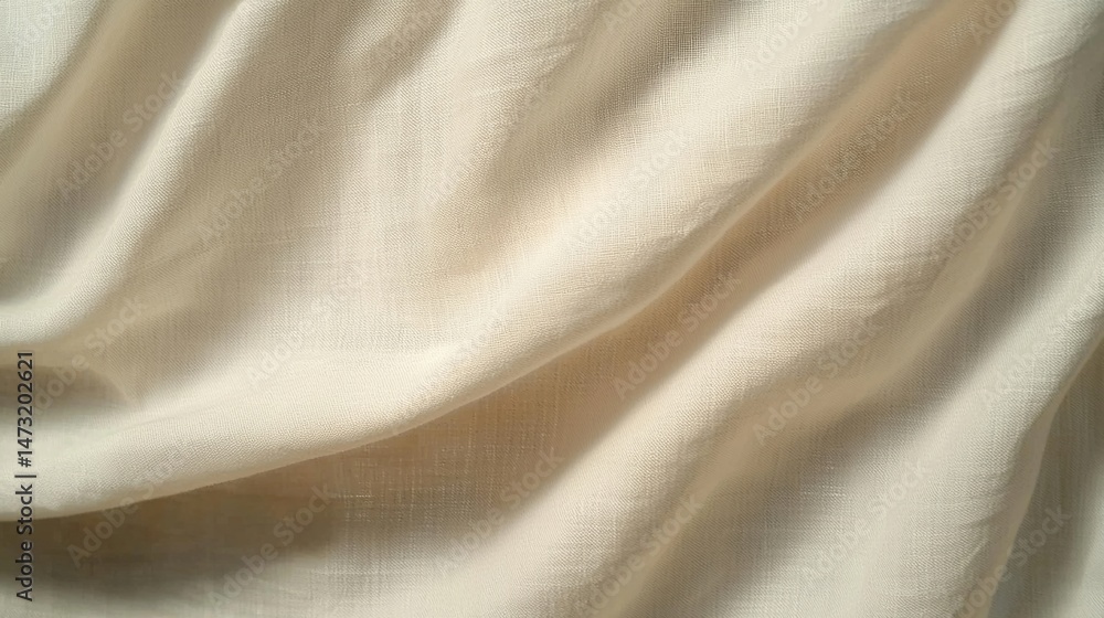 Aufkleber light ivory fabric with gentle folds and a subtle woven texture, creating a soft and elegant appeara