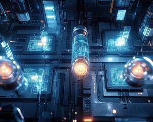 Futuristic digital circuitry abstract design