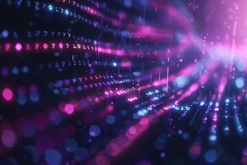 Obraz premium Abstract neon blue cyber binary flowing background