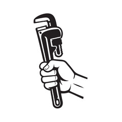 Obraz premium vector image of hand holding pipe wrench