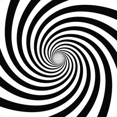 Dynamic black and white spiral spinning left effect background.