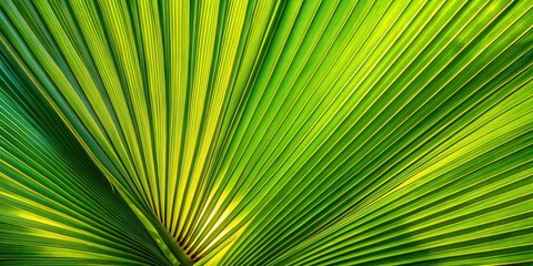 Fototapeta premium Vibrant Green Tropical Leaf Texture A Close-Up Study of Parallel Leaf Veins Showing a Gradient of Vivid Greens and Yellows