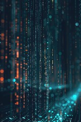 Abstract neon blue cyber binary flowing background