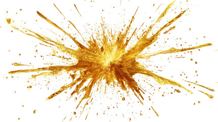 golden explosion graphic with radiant beams on white background