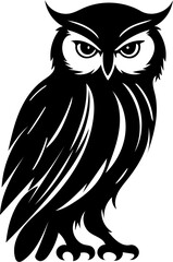 owl silhouette vector illustration white background