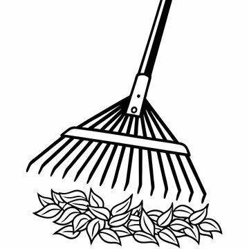 black rake raking leaves clip art preview