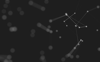 Abstract background. Molecules technology with polygonal shapes, connecting dots and lines. Connection structure. Big data visualization.