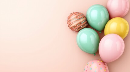 Obraz premium Colorful Balloons with Festive Decorations on Soft Background