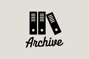 Simple black icon featuring file folders representing archiving and data storage concept.
