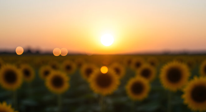 Sunsets and Sunflowers A Dreamy Field of Golden Blooms at Dusk